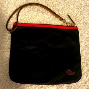 DOONEY & BOURKE 🟣 PURPLE & BLACK with HOT PINK INTERIOR, RED ACCENT WRISTLET